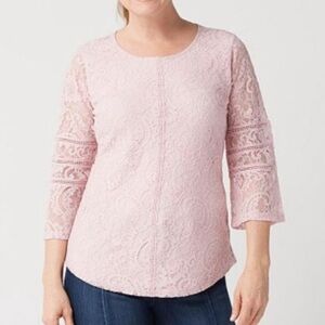 Isaac Mizrahi Live Pink Lace Tunic Top